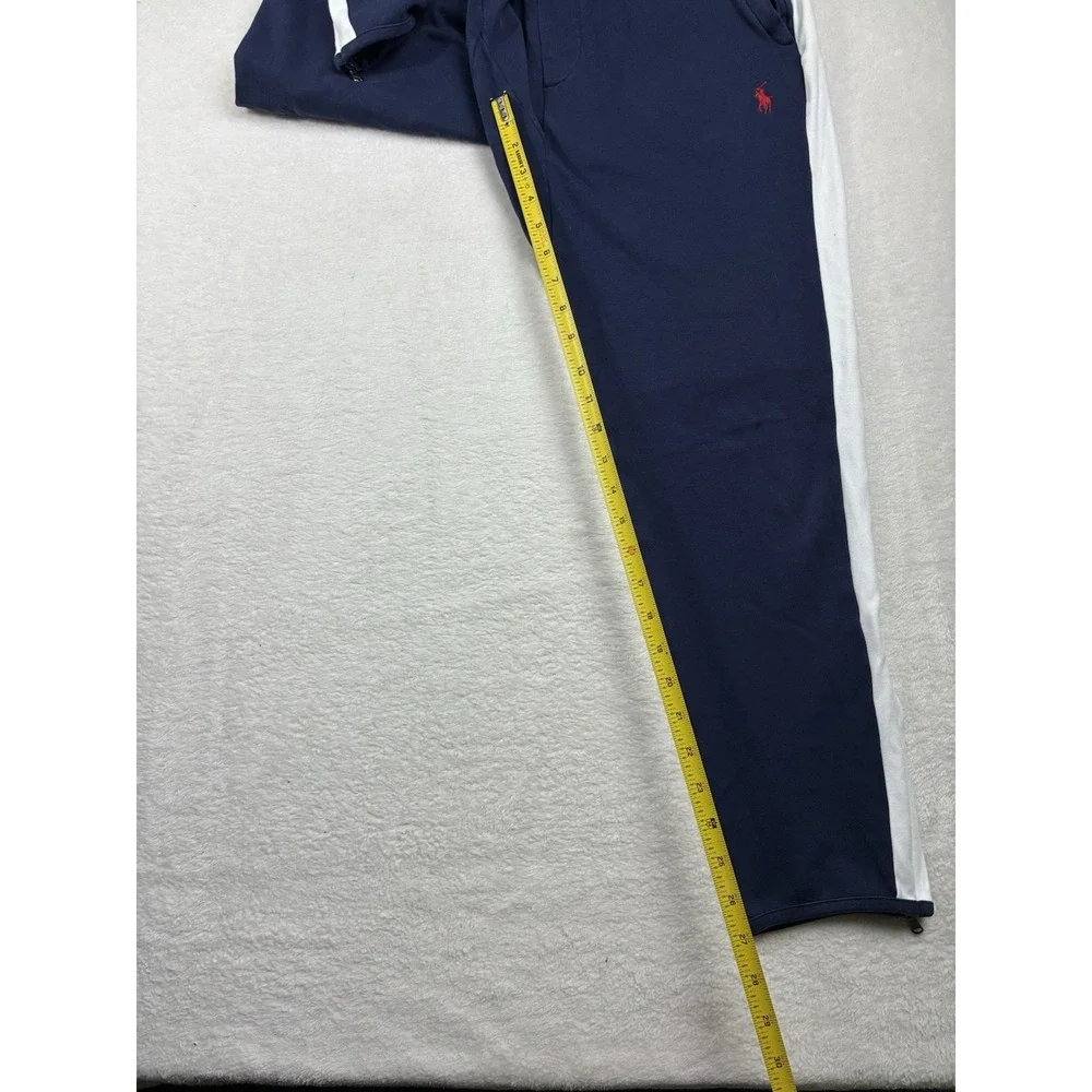 Polo Ralph Lauren Jogger Sweatpants Men Medium Blue White Side Stripe Pony